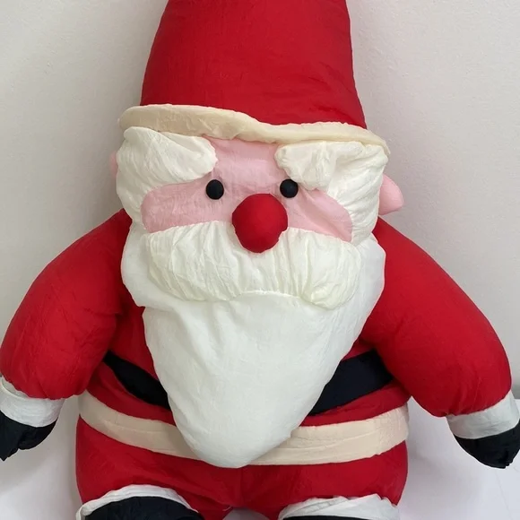 Vintage Puffy Nylon Parachute Santa Plush Stuffed 20" - Picture 2 of 8